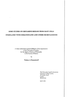 Some Studies on Histamine Release from Mast Cells