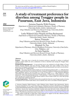 A Study of Treatment Preference for Diarrhea Among Tengger People In