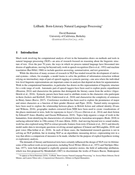 Litbank: Born-Literary Natural Language Processing 1 Introduction