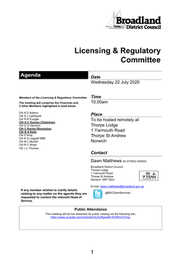 Licensing and Regulatory Committee