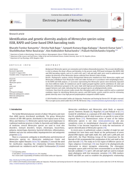 Identification and Genetic Diversity Analysis of Memecylon Species