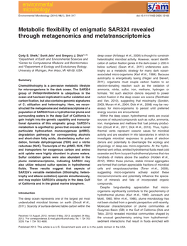 Metabolic Flexibility of Enigmatic SAR324 Revealed Through