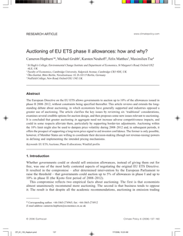 Auctioning of EU ETS Phase II Allowances: How and Why? 137