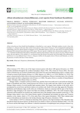 Allium Toksanbaicum (Amaryllidaceae), a New Species from Southeast Kazakhstan