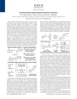 Enantioselective Organocatalytic Reductive Amination R