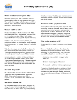 Hereditary Spherocytosis (HS)