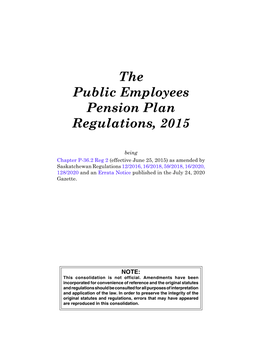 The Public Employees Pension Plan Regulations, 2015