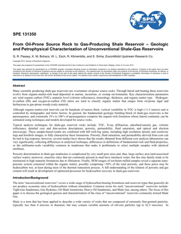 SPE 131350 from Oil-Prone Source Rock to Gas-Producing Shale