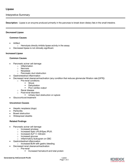 Lipase Interpretive Summary