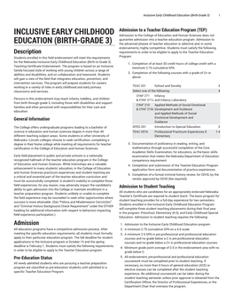 Inclusive Early Childhood Education (Birth-Grade 3) 1