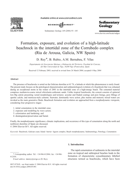 Formation, Exposure, and Evolution of a High-Latitude Beachrock in the Intertidal Zone of the Corrubedo Complex (Ria De Arousa, Galicia, NW Spain)