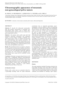 Ultrasonographic Appearance of Metastatic Non-Gynecological Pelvic Tumors