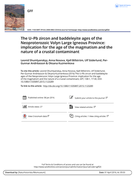 The U–Pb Zircon and Baddeleyite Ages of The