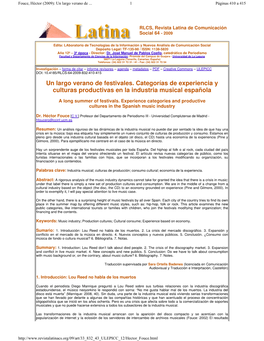 PDF – Creative Commons – ULEPICC DOI: 10.4185/RLCS-64-2009-832-410-415 Un Largo Verano De Festivales