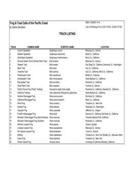 TRACK LISTING Frog & Toad Calls of the Pacific Coast