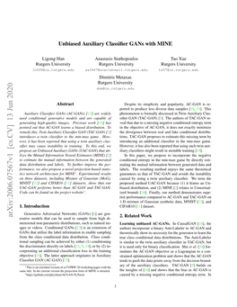 Unbiased Auxiliary Classifier Gans with MINE