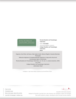 Redalyc.Molecular Diagnosis of Anaplasmataceae Organisms In