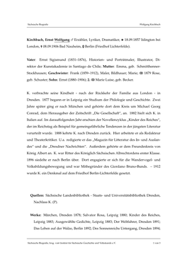 Kirchbach, Ernst Wolfgang Erzähler, Lyriker, Dramatiker, 18.09.1857 Islington Bei London, 08.09.1906 Bad Nauheim, Berlin (Friedhof Lichterfelde)