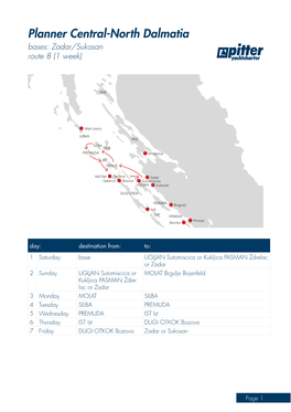 Planner Central-North Dalmatia Bases: Zadar/Sukosan Route 8 (1 Week)