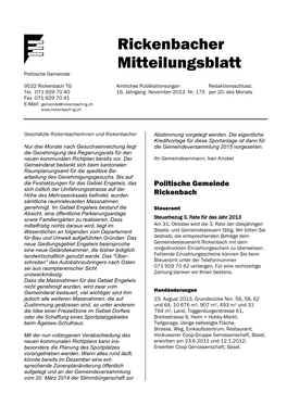 Rickenbacher Mitteilungsblatt Politische Gemeinde