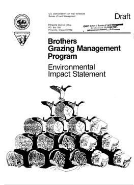 Brothers Grazing Management Program Environmental Impact Statement DRAFT