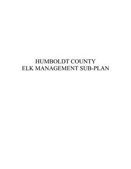 Humboldt County Elk Management Sub-Plan