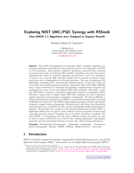 Exploring NIST LWC/PQC Synergy with R5sneik How SNEIK 1.1 Algorithms Were Designed to Support Round5