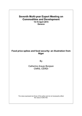 Food Price Spikes and Food Security: an Illustration from Niger