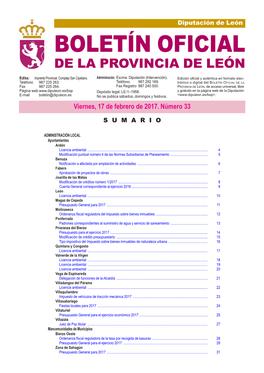 BOLETÍN OFICIAL DE LA PROVINCIA DE LEÓN Edita: Imprenta Provincial