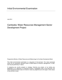 Initial Environmental Examination Cambodia: Water Resources