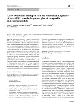 A New Ordovician Arthropod from the Winneshiek Lagerstätte of Iowa (USA) Reveals the Ground Plan of Eurypterids and Chasmataspidids