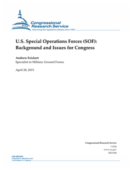 U.S. Special Operations Forces (SOF): Background and Issues for Congress