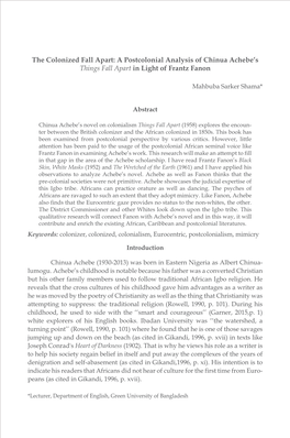 The Colonized Fall Apart a Postcolonial Analysis of Chinua