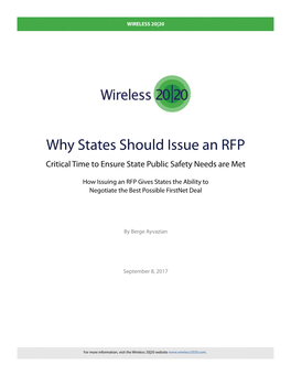 Why States Should Issue an RFP Critical Time to Ensure State Public Safety Needs Are Met