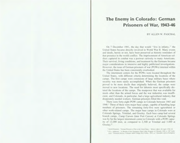 The Enemy in Colorado: German Prisoners of War, 1943-46