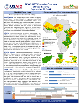 FEWS NET Executive Overview of Food Security Special Focus: Mali September 30, 2009