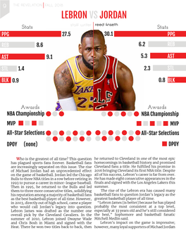 LEBRON VS JORDAN Stats Staf Writer Reed Fnseth Stats PPG 27.5 30.1 PPG