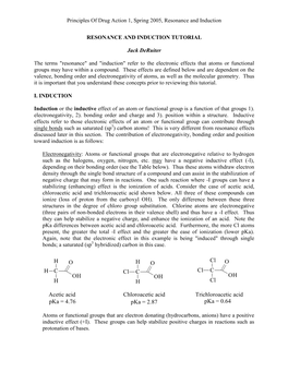 Principles of Drug Action 1, Spring 2005, Resonance and Induction