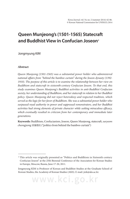 (1501-1565) Statecraft and Buddhist View in Confucian Joseon*