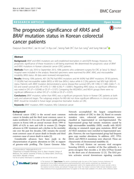 The Prognostic Significance of KRAS and BRAF Mutation Status In