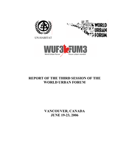 Report of the Third Session of the World Urban Forum