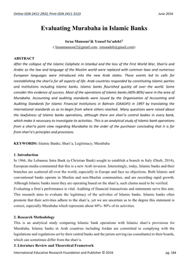 Evaluating Murabaha in Islamic Banks