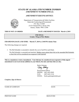 ITB Amendment Form