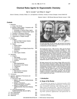 Chemical Redox Agents for Organometallic Chemistry