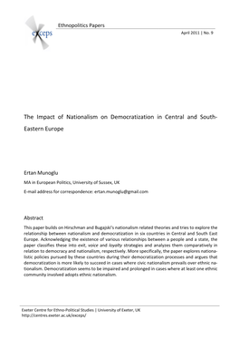 The Impact of Nationalism on Democratization in Central and South