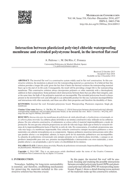 Interaction Between Plasticized Polyvinyl Chloride Waterproofing Membrane and Extruded Polystyrene Board, in the Inverted Flat Roof