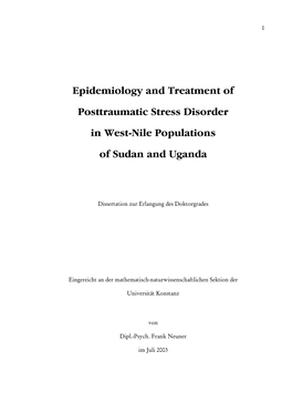 Epidemiology and Treatment of Posttraumatic Stress Disorder in West-Nile Populations of Sudan and Uganda