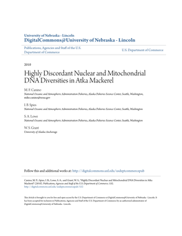 Highly Discordant Nuclear and Mitochondrial DNA Diversities in Atka Mackerel M