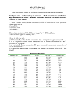 Problem Set #1 Due Tues., Sept