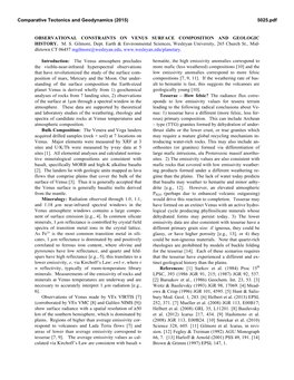 Observational Constraints on Venus Surface Composition and Geologic History